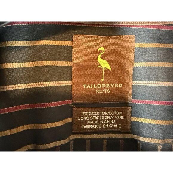 Taylor Byrd Button Down Striped Shirt, Men’s Size XL, Pattern Inner Collar - Picture 12 of 13